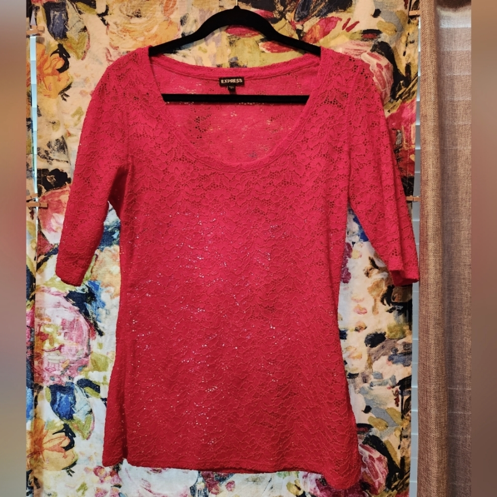Express Hot Pink Lace Top